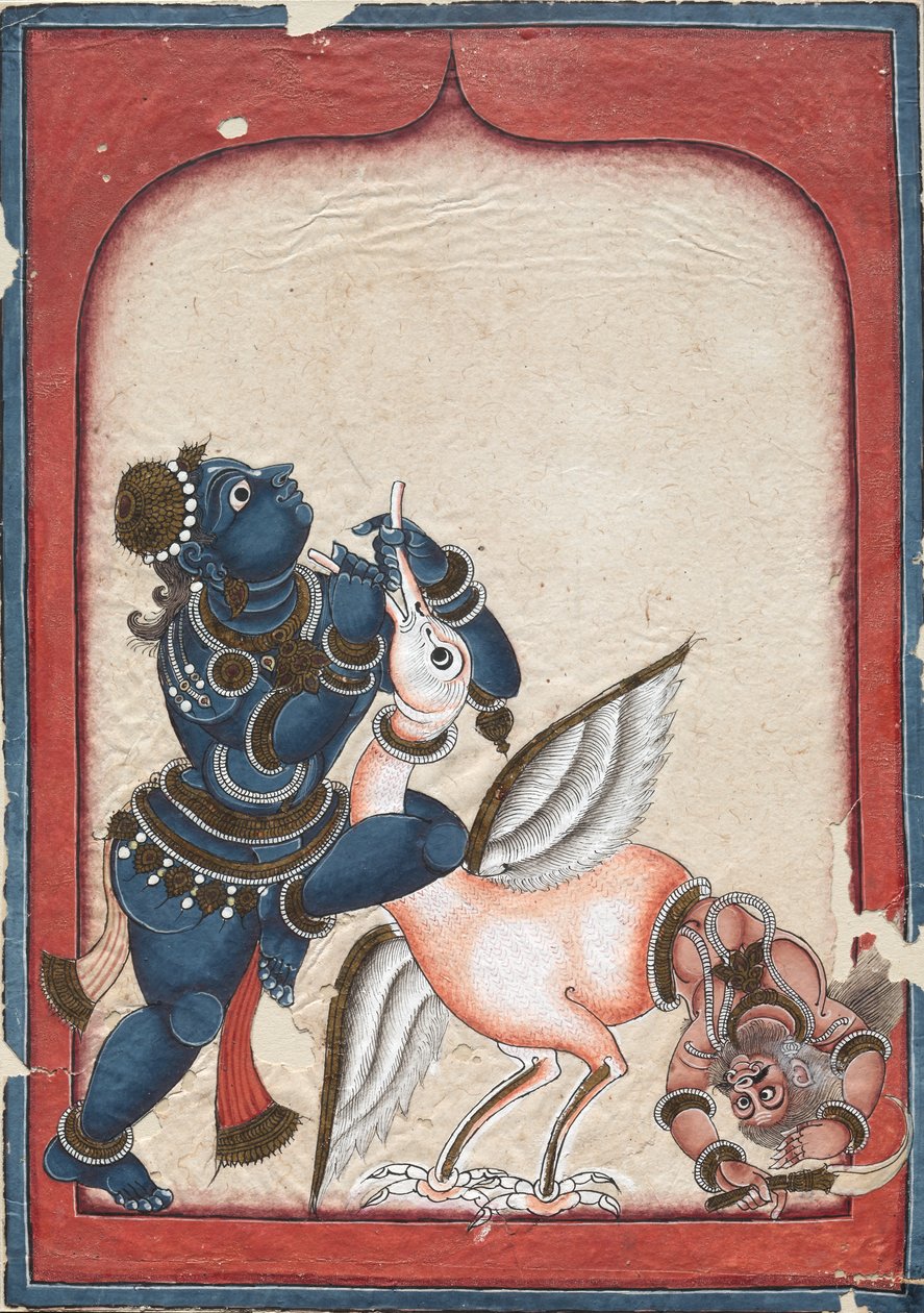 Kryszna Pokonując Demona Żurawia Bakasurę autorstwa Unknown artist