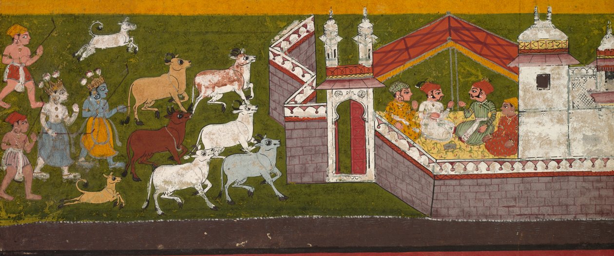 Kryszna i Balarama zbliżają się do Mathury autorstwa Unknown artist