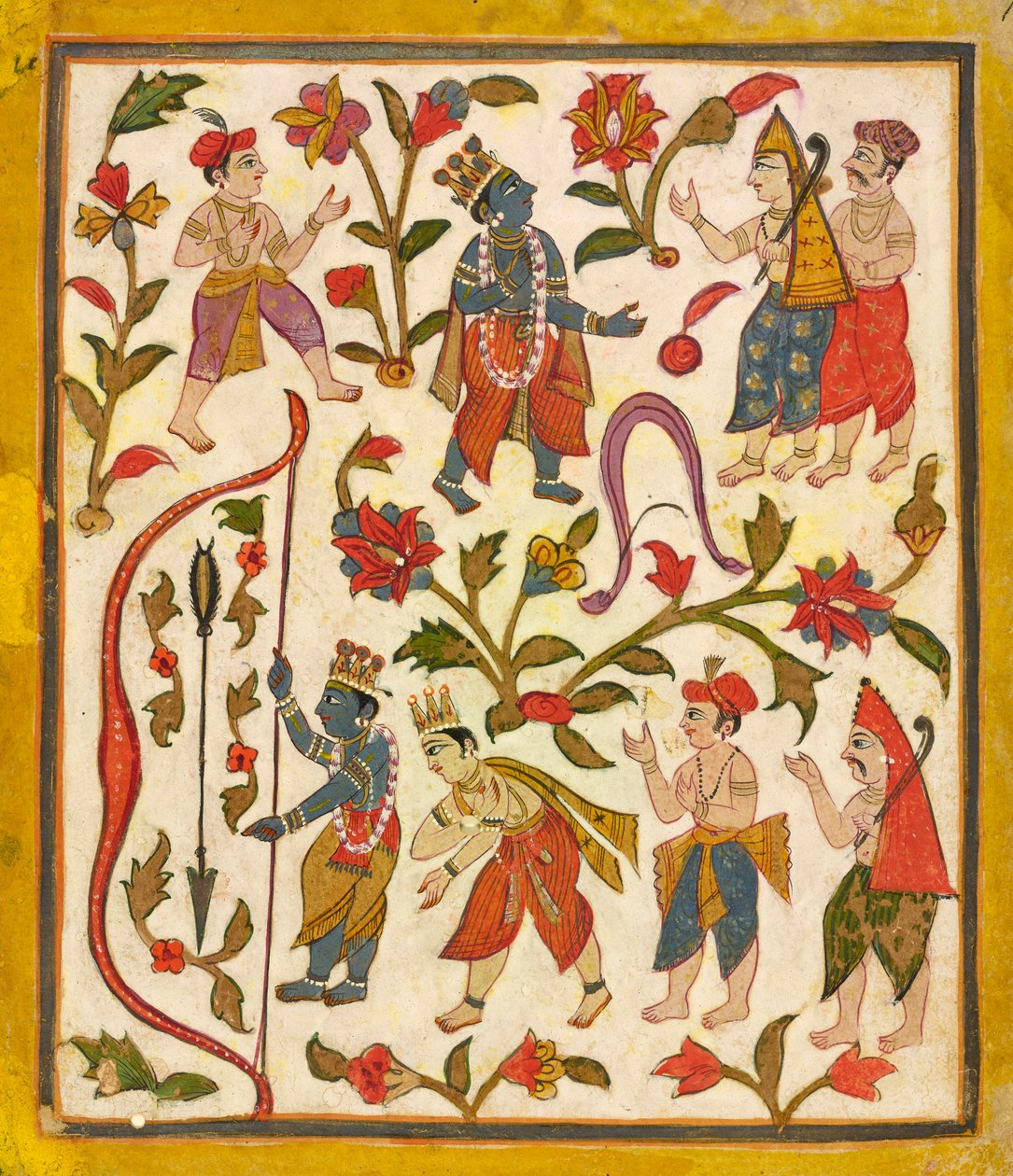 Krishna and the Bow, folio 24 z „Tula Ram” <em>Bhagavata Purana</em> autorstwa Unknown artist