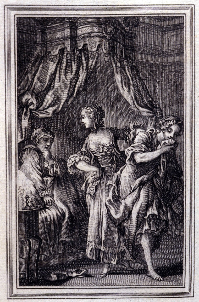 La Chageure des trois commerces- w „”Opowieściach i opowiadaniach wierszem”” Jean La Fontaine. 1762. autorstwa Unknown artist