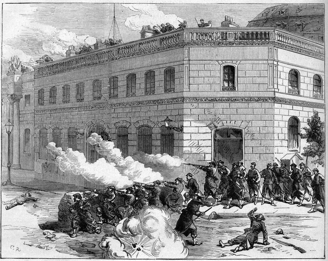 La Commune de Paris w 1871. Obrona Pałacu Elizejskiego przez Federes (komunardów). autorstwa Unknown artist