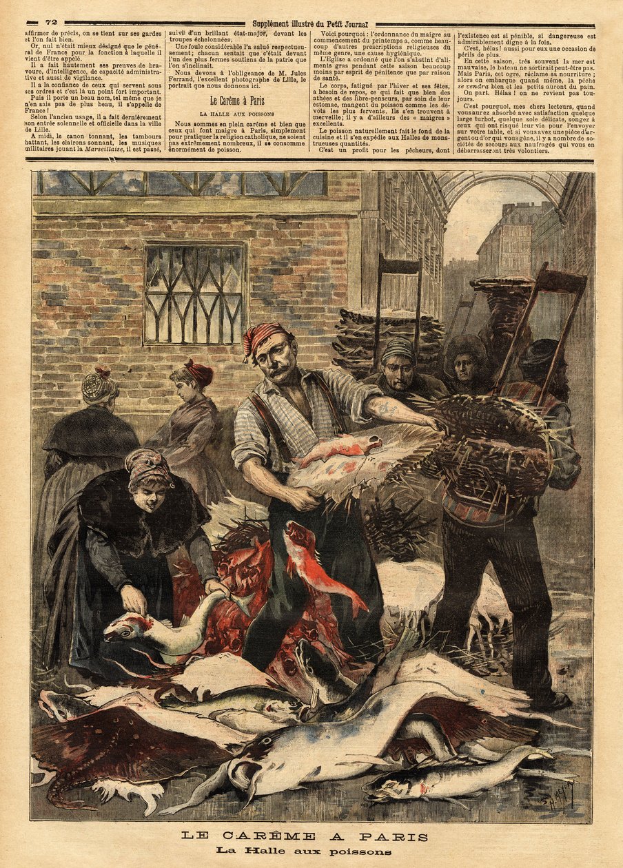 Targ rybny w Paryżu. Grawerowanie w „Le petit journal”” 4.03.1893. Kolekcja firmy Selva. autorstwa Unknown artist