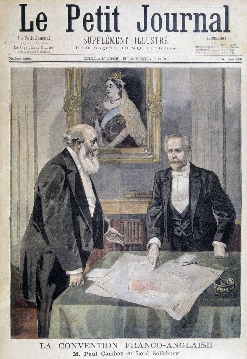 Konwencja francusko-angielska: Pan Paul Cambon i Lord Salisbury - w „”Le PetitJournal”” z dnia 09.04.1899 autorstwa Unknown artist