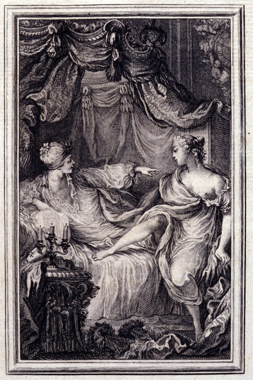 Zakochana kurtyzana- w „”Opowieściach i opowiadaniach wierszem”” Jean La Fontaine. 1762. autorstwa Unknown artist