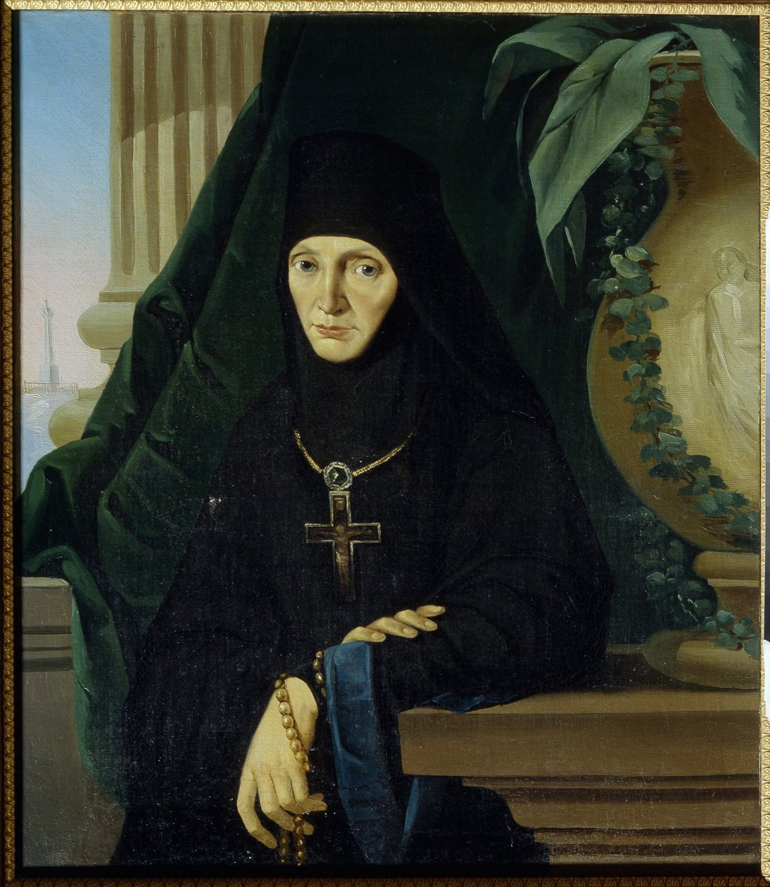 La mere superieure Maria (Margarita Tuchkova) (Matka Przełożona Maria (Tuchkova). Higoumene (hegoumene) z klasztoru prawosławnego Spaso Borodinsky, w 1812 r. podczas najazdu Wielkiej Armii Napoleona (1769-1821). Obraz anonimowy, olej na płótnie , wers autorstwa Unknown artist