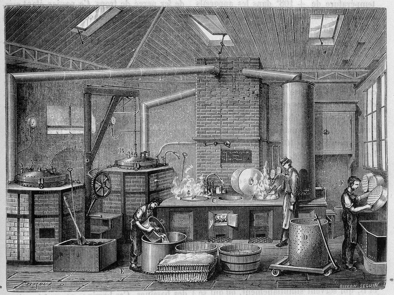 Laboratorium do gotowania konserw - w „Cuda przemysłu” Louis Figuier autorstwa Unknown artist