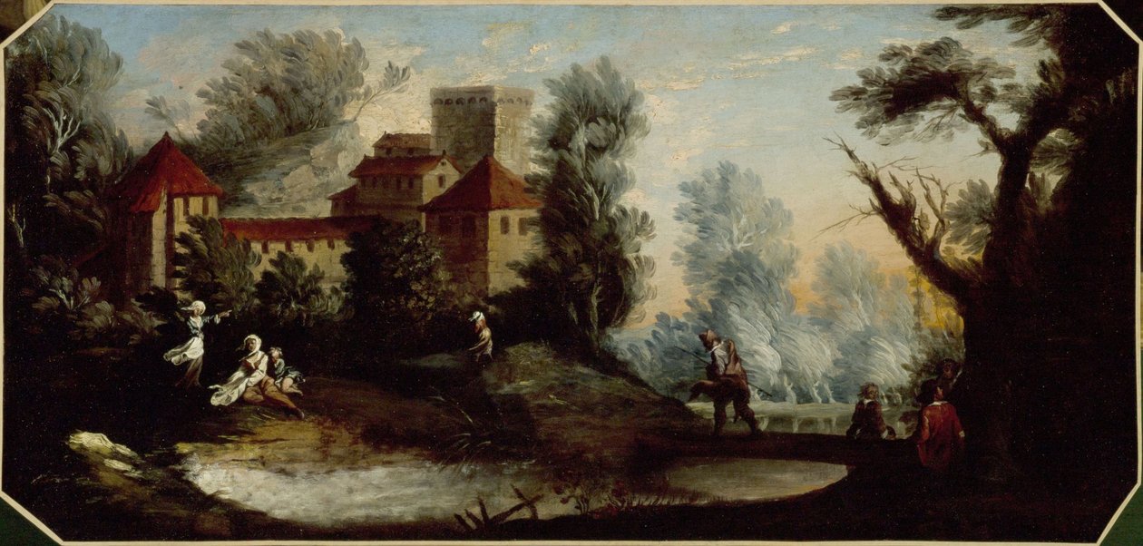 Krajobraz z zamkiem warownym. Między 1701 a 1800 rokiem (olej) autorstwa Unknown artist