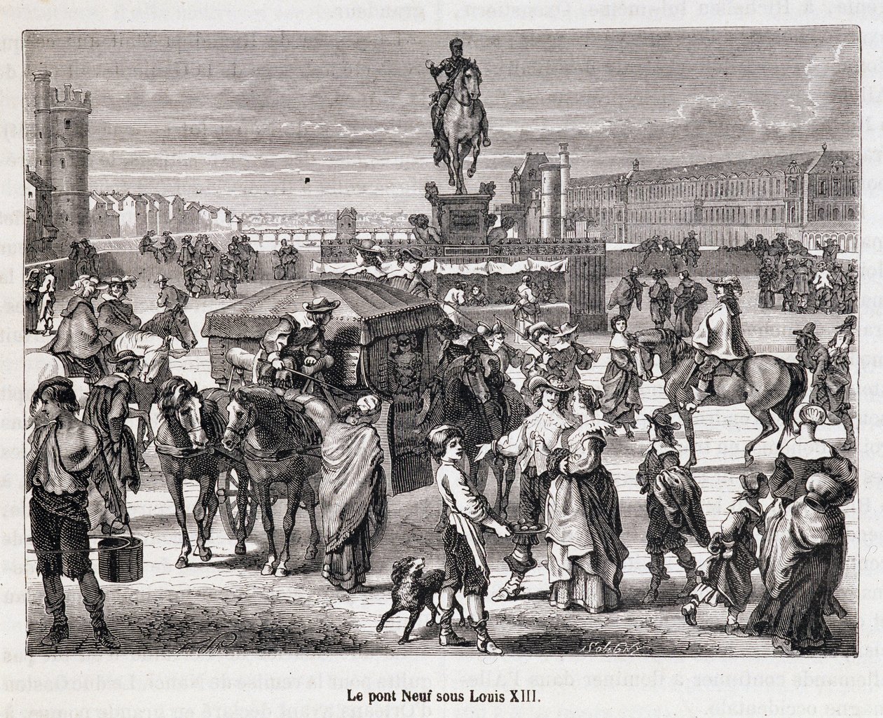 Le Pont Neuf za Ludwika XIII - Rycina XIX wieku autorstwa Unknown artist