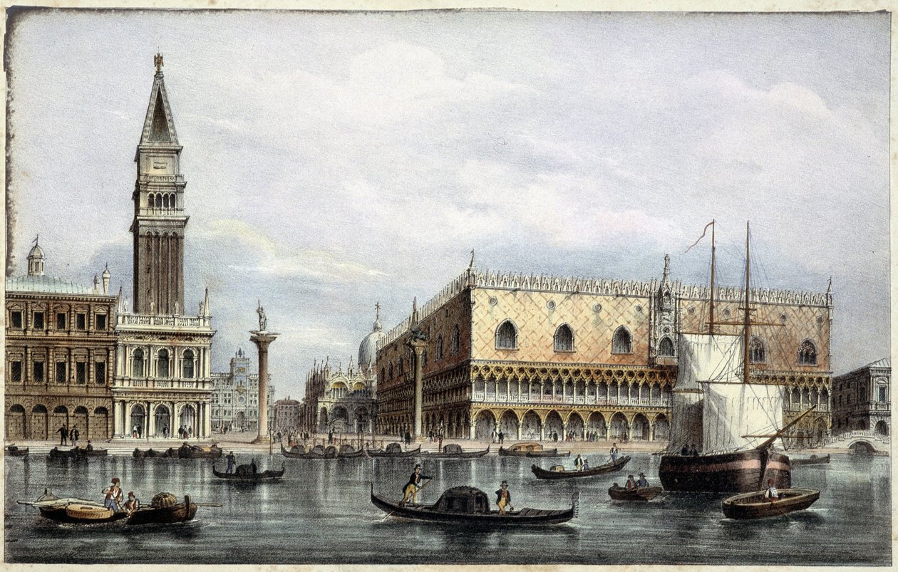Le mole vu du canal - w „Albumie głównych widoków Wenecji”, il. przez Marco Moro, wyd. Gio Brizeghel, v.1840 autorstwa Unknown artist