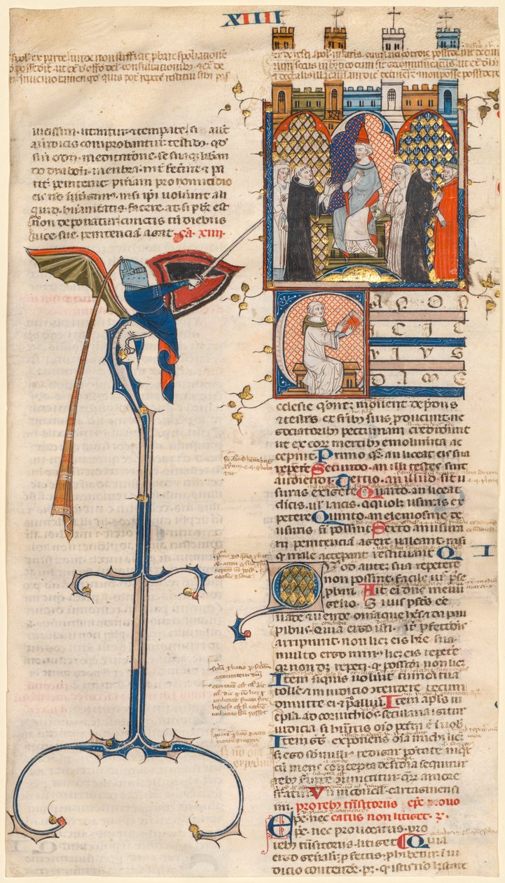 Liść wycięty z „Decretum” Gracjana: inicjał C [anonici pewnego kościoła] z kapłanem siedzącym autorstwa Unknown artist