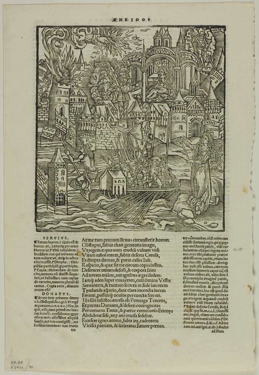 Kartka z opery Wergiliusza (wg Wergiliusza strasburskiego, 1502), płyta 90 z Drzeworytów z ksiąg XVI w. autorstwa Unknown artist