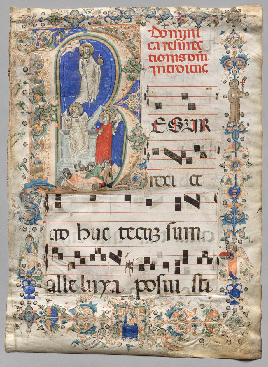 Liść z Graduału: Historyczny Initial R: The Resurrection (recto) autorstwa Unknown artist