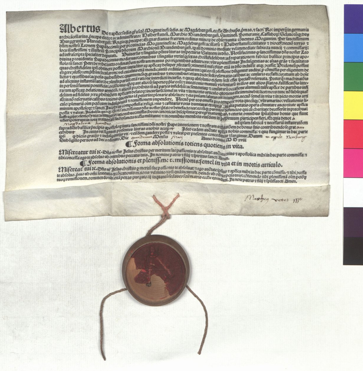 List odpustowy Alberta Brandenburskiego (1490-1545), arcybiskupa Moguncji, z upoważnienia papieża Leona X (Jana de Medici autorstwa Unknown artist