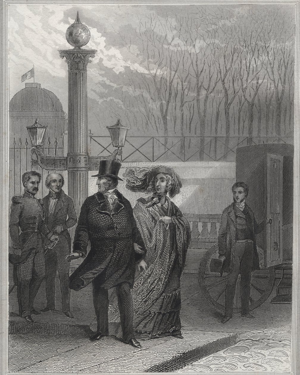 Ludwik Filip i jego rodzina przed Pałacem Tuileries – Abdykacja Ludwika Filipa I, 24 lutego 1848 r. i ustanowienie Drugiej Republiki – Rewolucja lutego 1848 r. Ludzie zaatakowali Tuileries 24 lutego 1848 r. autorstwa Unknown artist