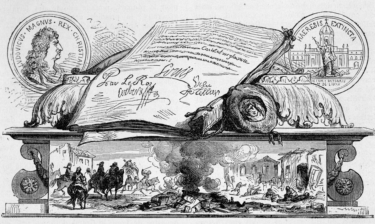 Ludwik XIV podpisał odwołanie redakcji Nantes. autorstwa Unknown artist