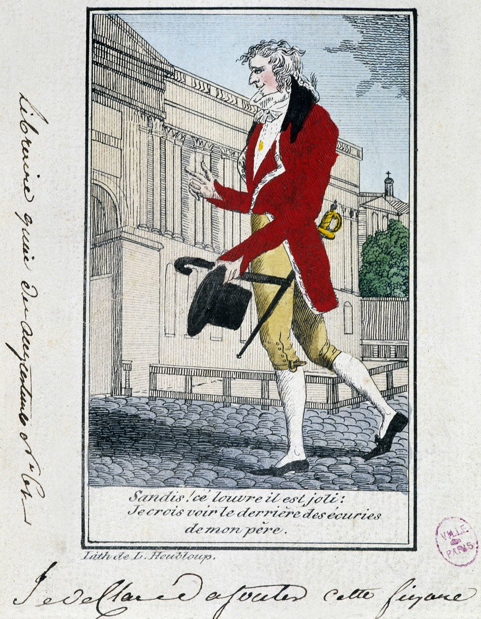 Luwr: krytyk estetyczny Luwru. Grawerowanie XVIII wieku. autorstwa Unknown artist