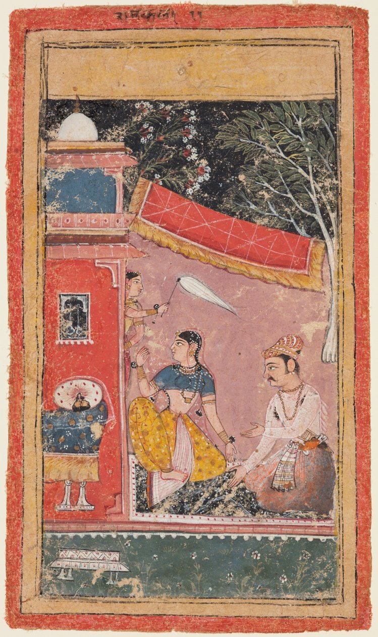 Kochankowie na tym tarasie: Ramakali Ragini z Hindy, z tego Bandi Ragamala autorstwa Unknown artist