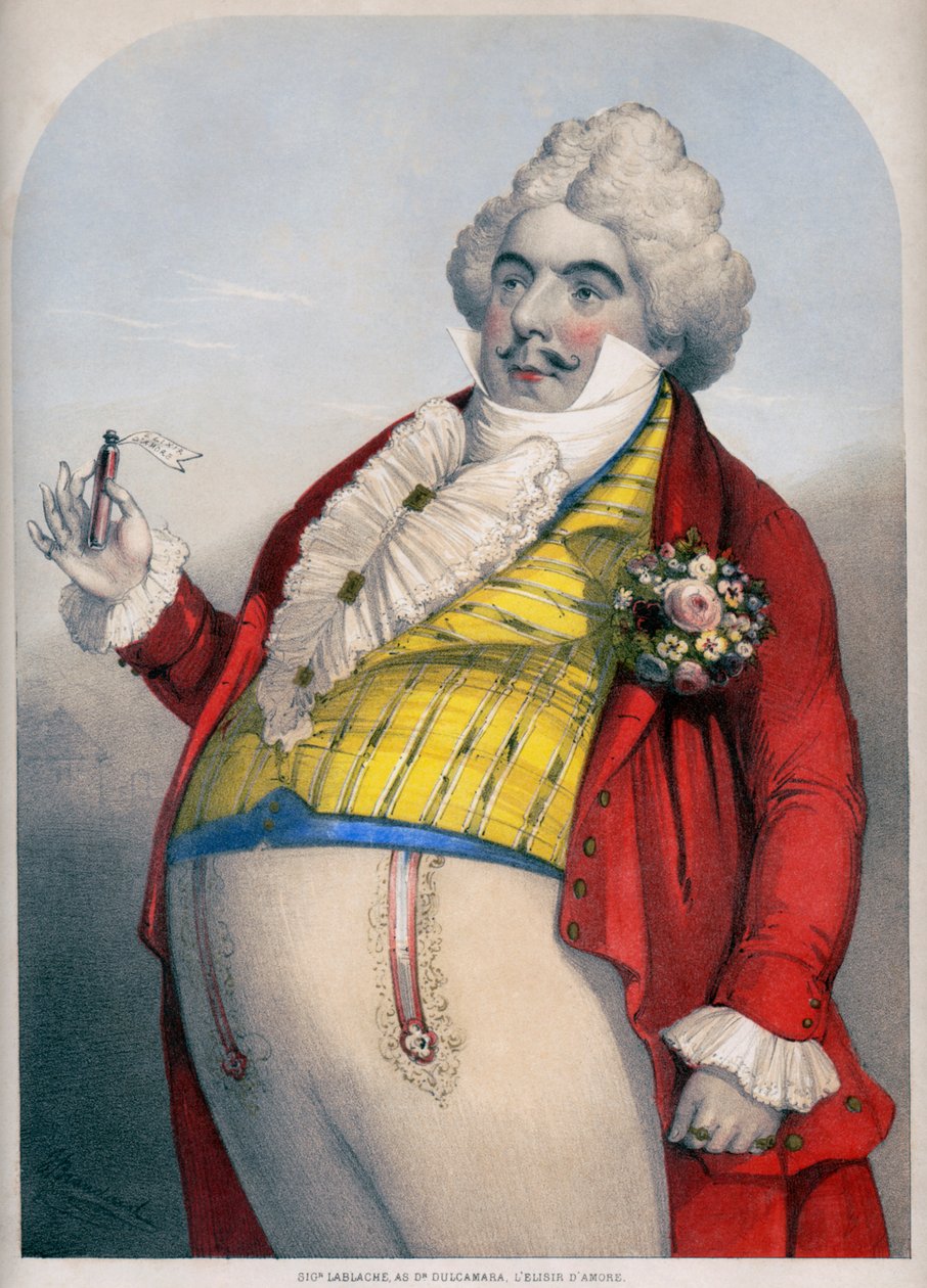 Luigi Lablache, włoski bas jako Dr. Dulcamara w Eliksirze miłości Donizettiego autorstwa Unknown artist