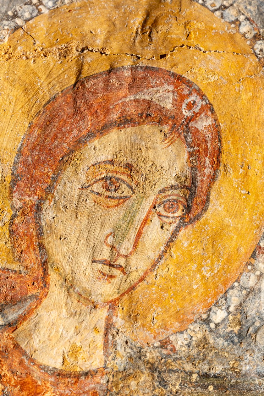 Madonna z Dzieciątkiem między archaniołami, detal Matki Boskiej autorstwa Unknown artist
