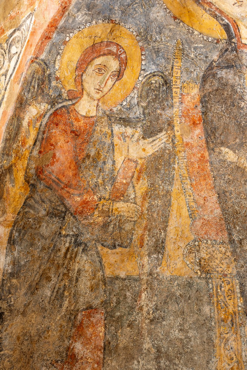 Madonna z Dzieciątkiem między archaniołami, detal lewego archanioła autorstwa Unknown artist