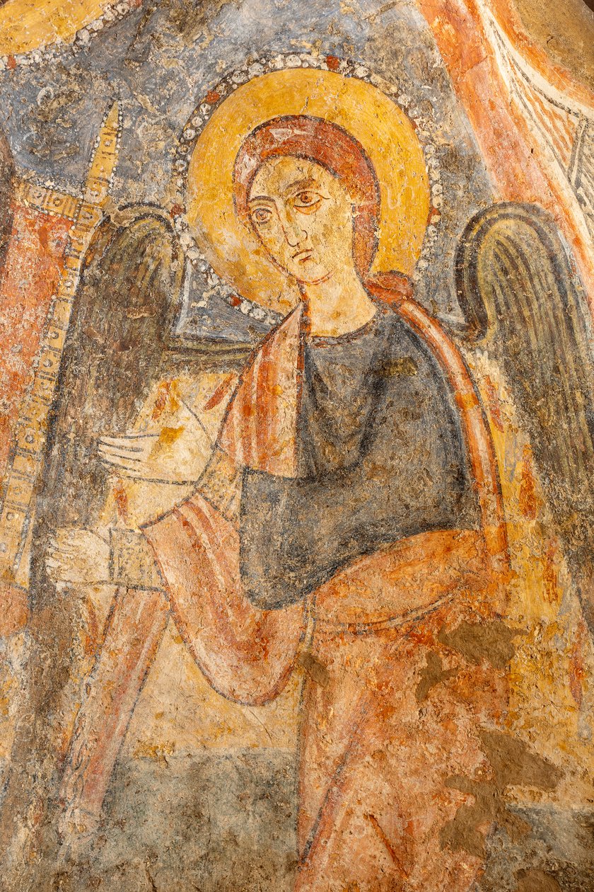 Madonna z Dzieciątkiem między archaniołami, detal prawego archanioła autorstwa Unknown artist