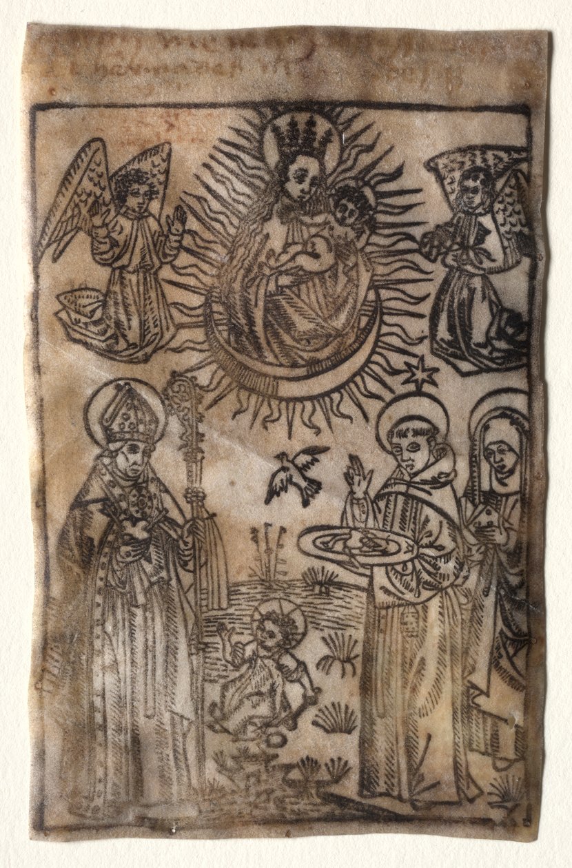 Madonna z Dzieciątkiem z trzema członkami zakonu św. Augustyna: św. Augustyn, Mikołaj i Klara autorstwa Unknown artist