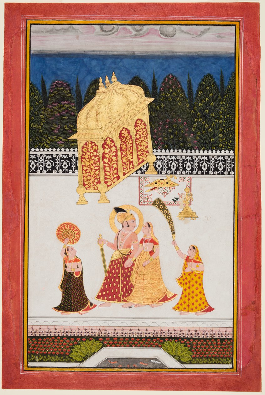 Maharana Ari Singh II z Mewar (r. 1761-1773) ze swoją małżonką na tarasie autorstwa Unknown artist