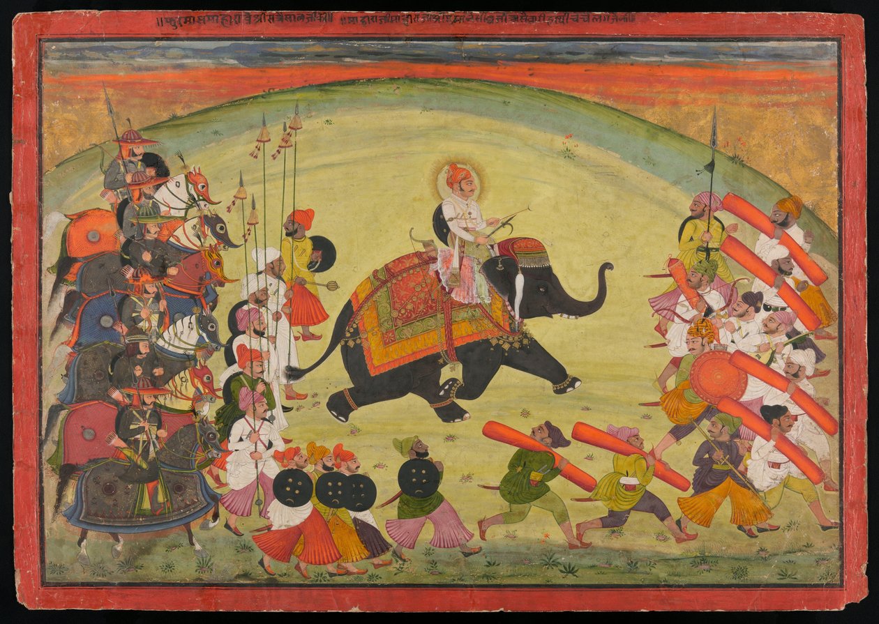 Maharao Guman Singh jadący na słoniu w procesji autorstwa Unknown artist