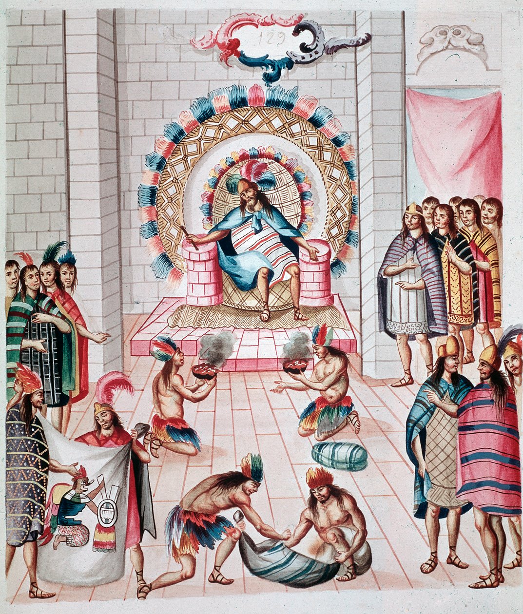 Składanie ofiar królowi (Akwarela, ok. 1770-1780) autorstwa Unknown artist