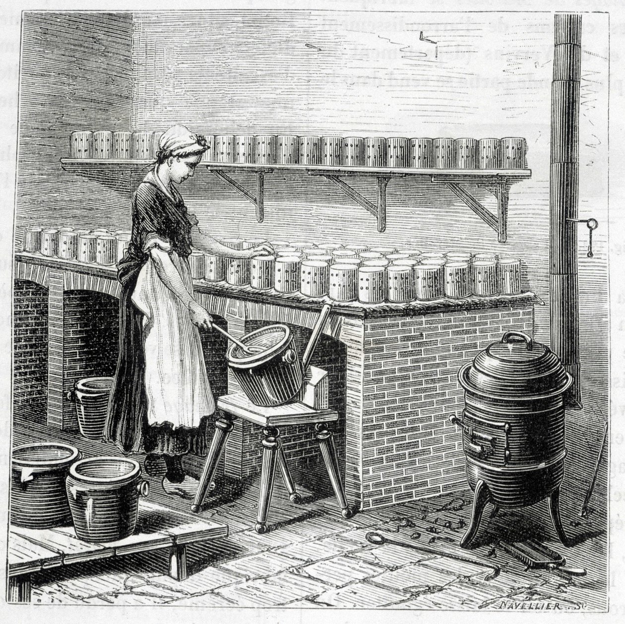 Produkcja sera camembert (twaróg wlewa się do małży) – w „Cuda przemysłu” Louisa Figuiera autorstwa Unknown artist