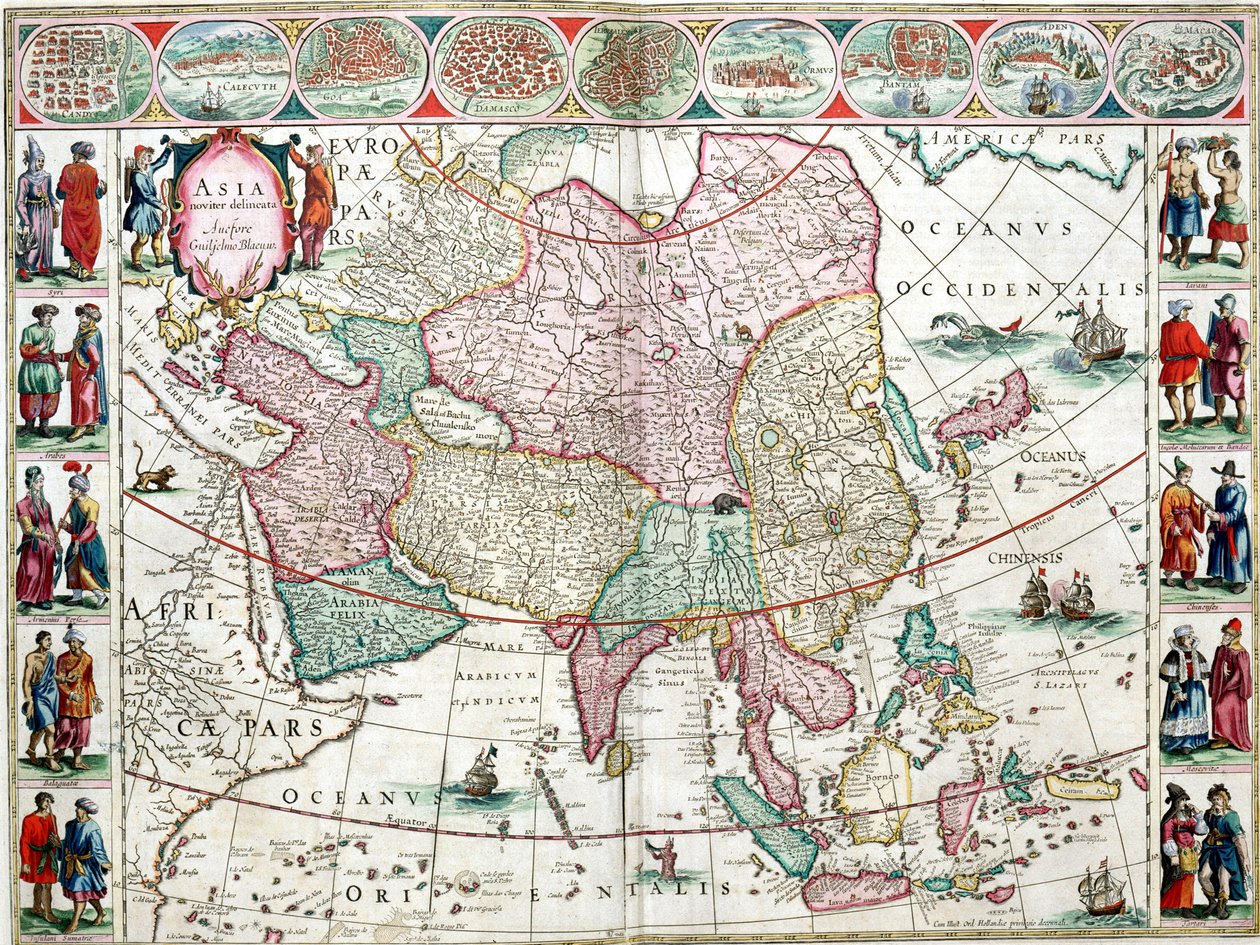 Mapa Azji z atlasu Bleau autorstwa Unknown artist