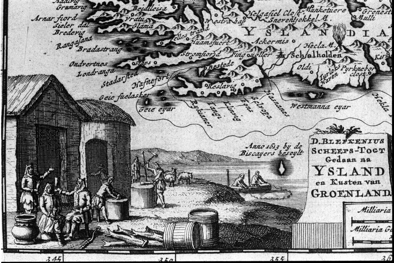 Mapa Islandii i reprezentacja jej mieszkańców – w „Mapie współczesnych tras i podróży”” autorstwa Unknown artist