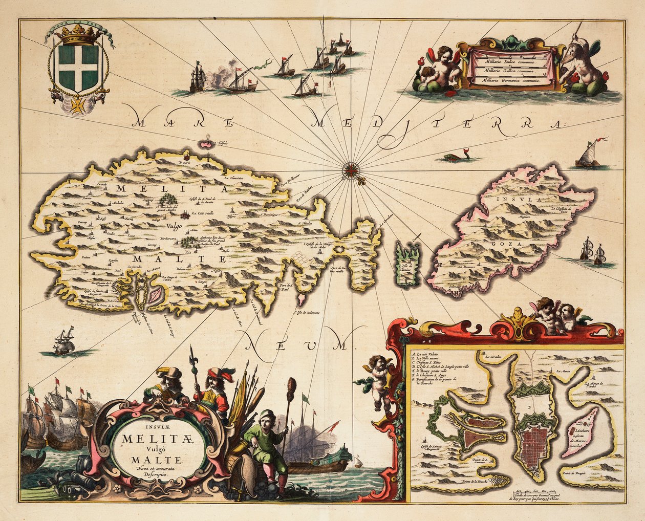 Mapa Malty i Gozo, ok. 1650 r. (kolorowa rycina) autorstwa Unknown artist