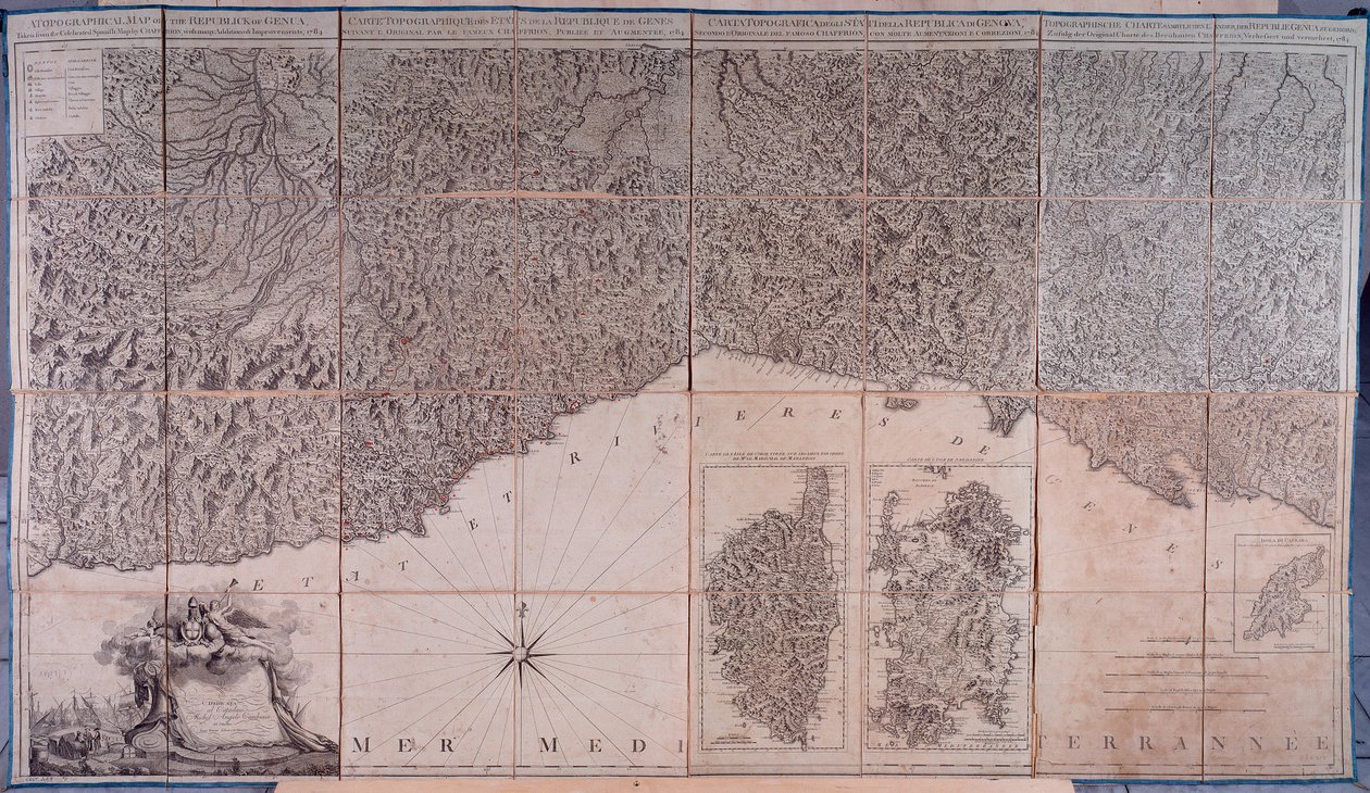 Mapa posiadłości Republiki Genui, w tym Korsyki i Sardynii autorstwa Unknown artist