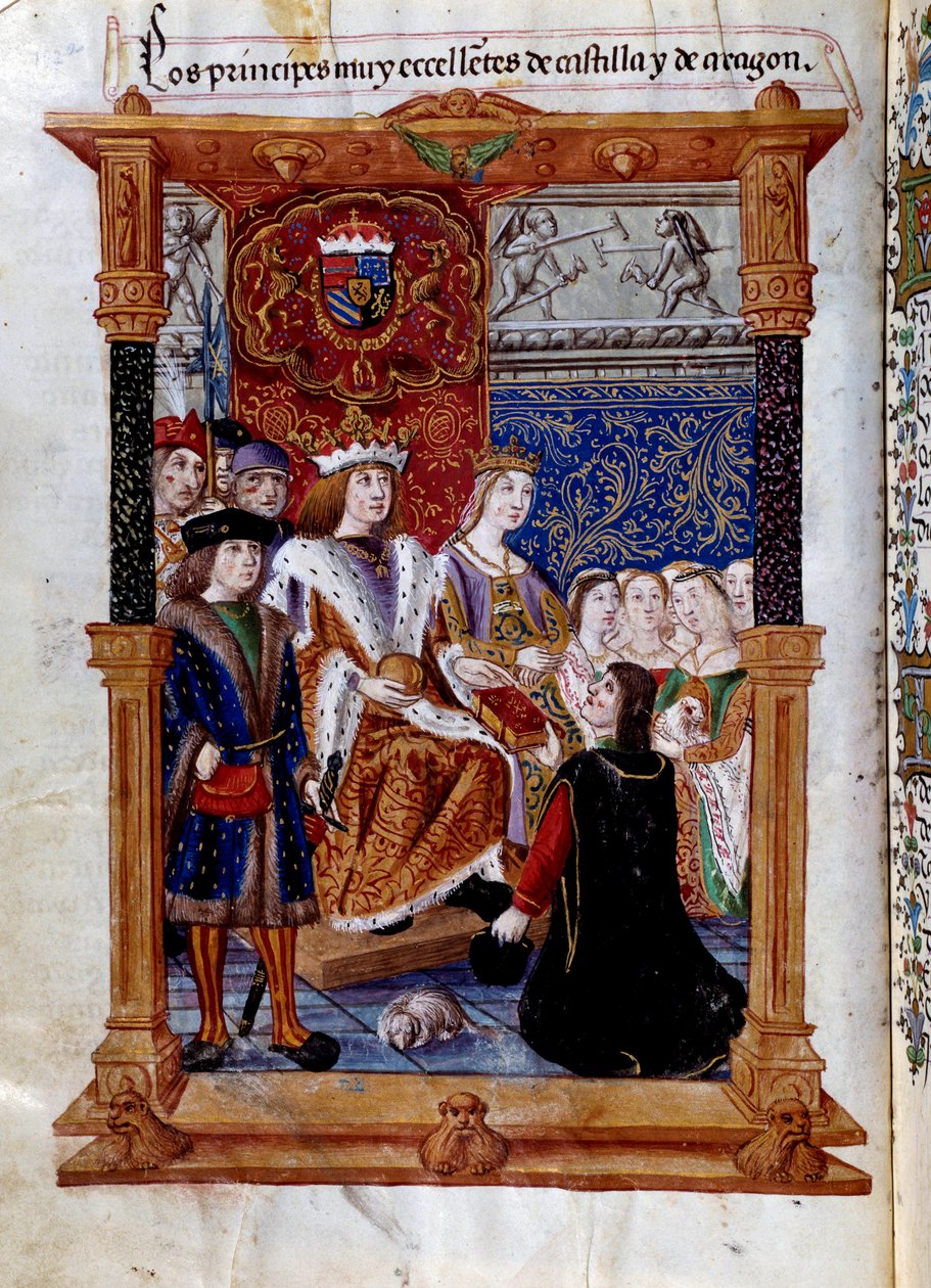 Marcuello przedstawia swoją książkę Ferdynandowi II Aragonii autorstwa Unknown artist