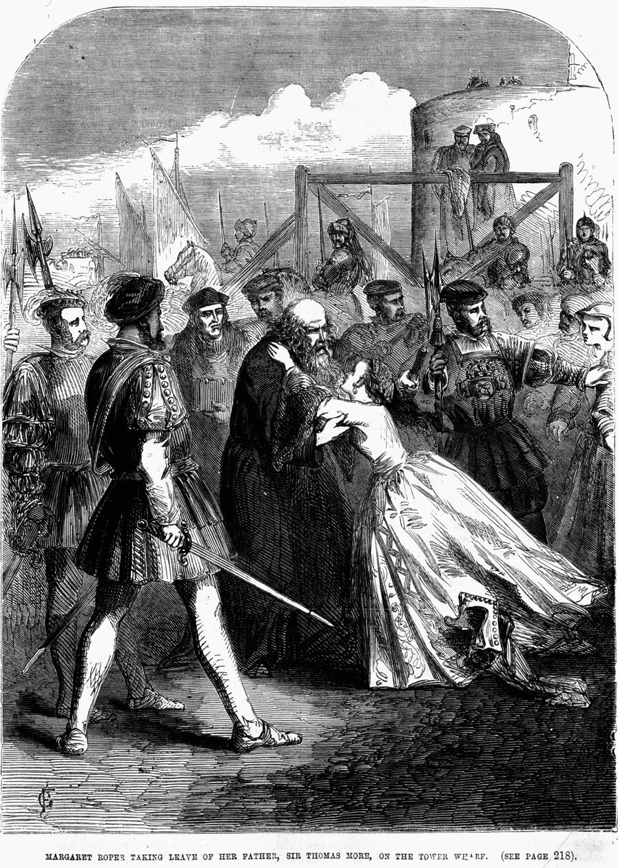 Margaret Roper żegna się ze swoim ojcem Thomasem More (1478 - 1535), w pobliżu wieży nabrzeża autorstwa Unknown artist