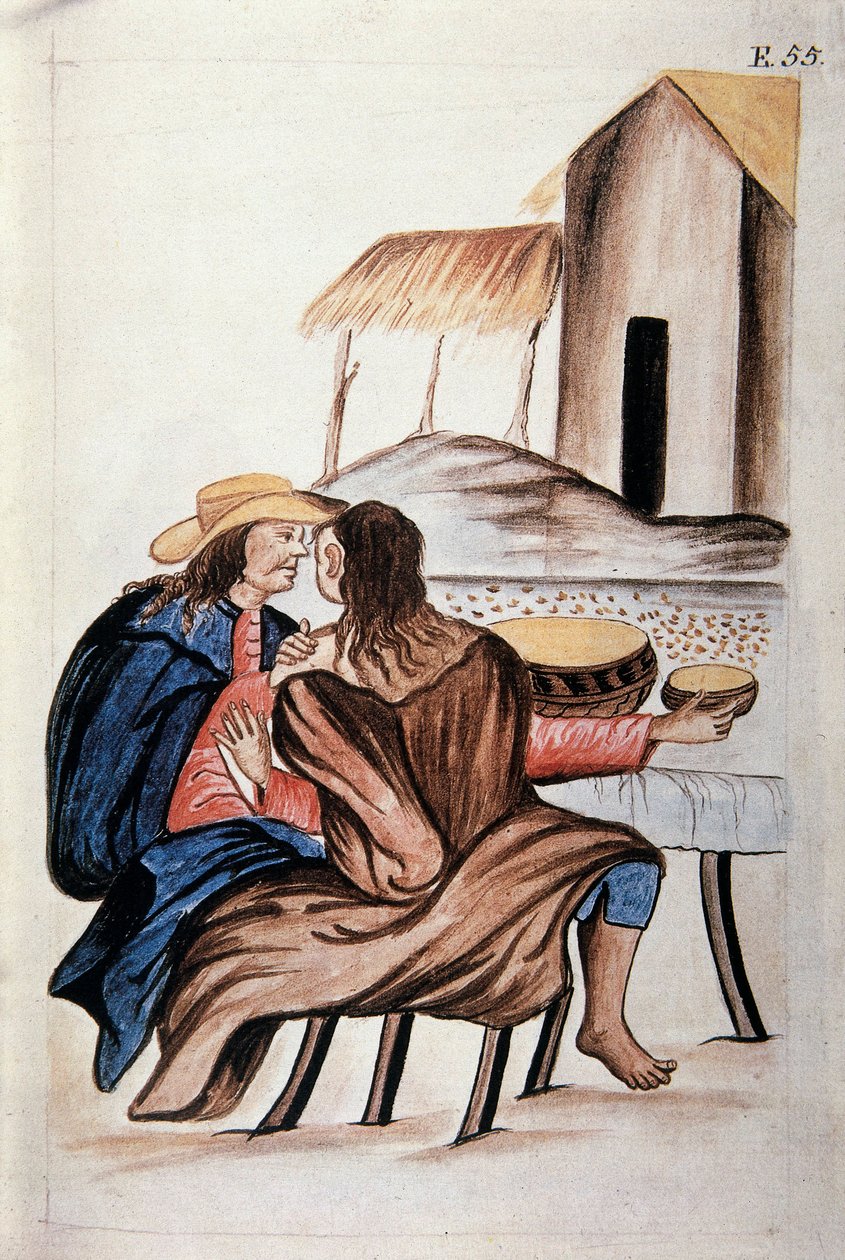 Małżeństwo między Indianami, z książki „Trujillo del Peru” lub „Códice Martínez Compañón”, autorstwa Baltazara Martineza Compañón y Bujanda, biskupa Trujillo (1782-1785) autorstwa Unknown artist