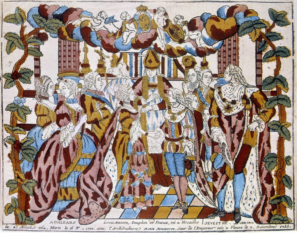 Ślub Ludwika XVI z Marią Antoniną, ok. 1774 w Orleanie. autorstwa Unknown artist