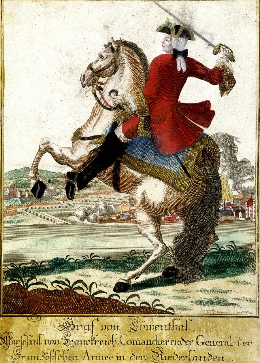 Marszałek Loewendahl (1700-1755) w bitwie pod Fontenoy w Belgii autorstwa Unknown artist
