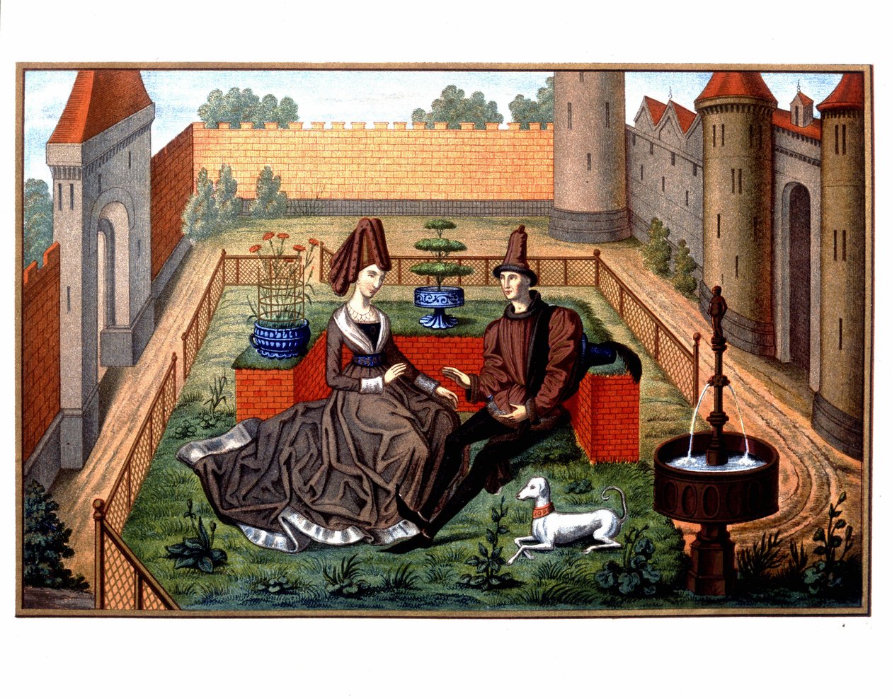 Maulgis i piękna Orianda (scena miłosnej kurtuazji), średniowiecze autorstwa Unknown artist