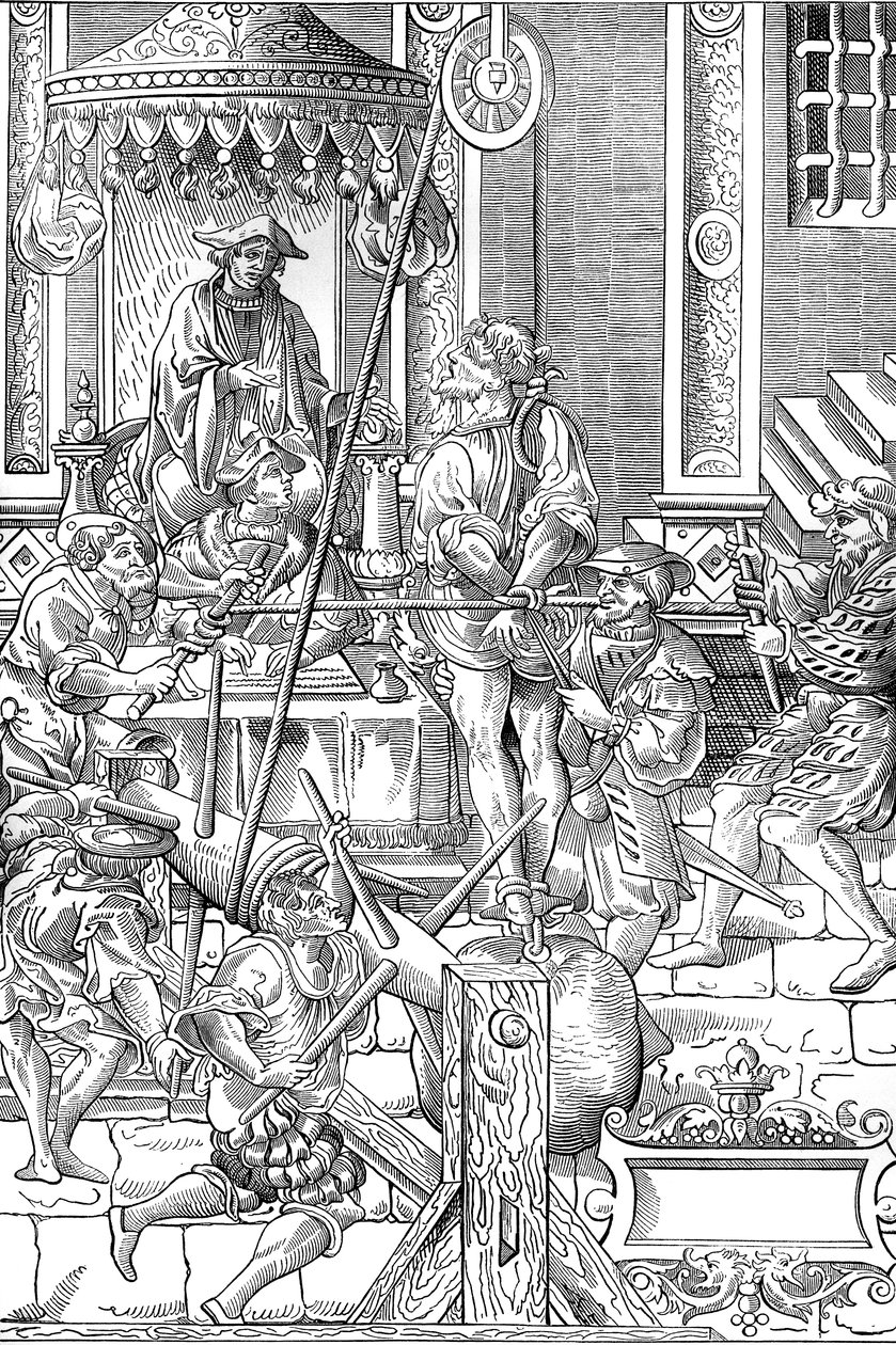 Średniowieczna scena tortur: estrapada autorstwa Unknown artist