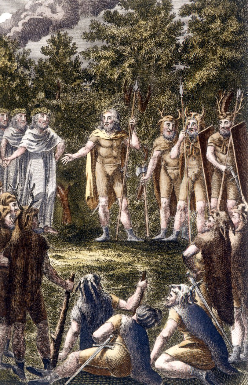Spotkanie Celtów. Grawerowanie z XIX wieku. autorstwa Unknown artist