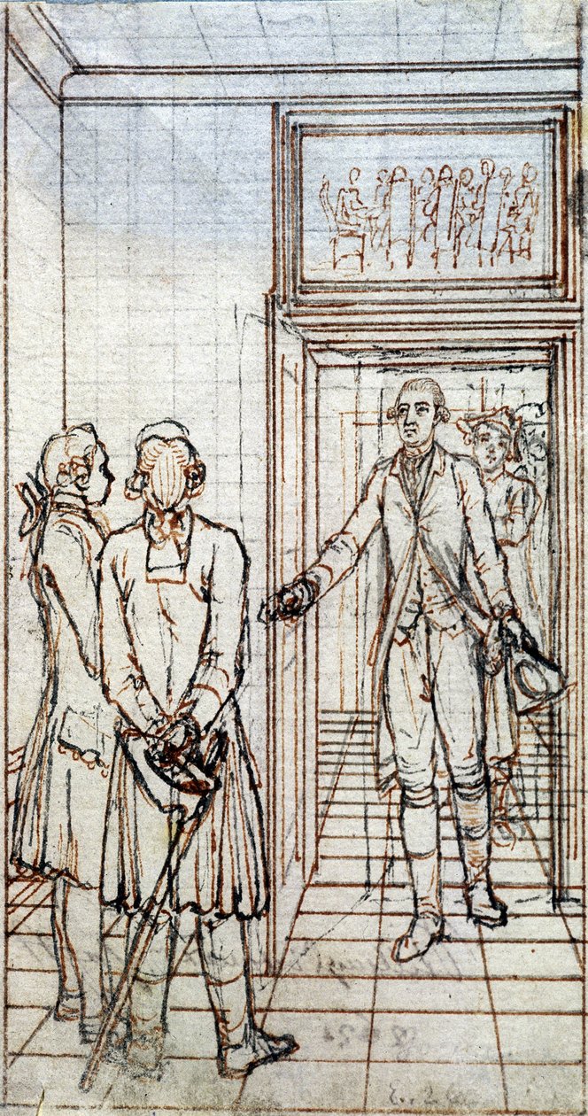 Spotkanie Goethego i Junga Stillinga w Strasburgu. Rysunek z XIX wieku. autorstwa Unknown artist