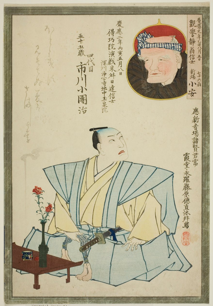Portret pamięciowy aktora Ichikawy Kodanji IV i poety Shinby Koyasu autorstwa Unknown artist