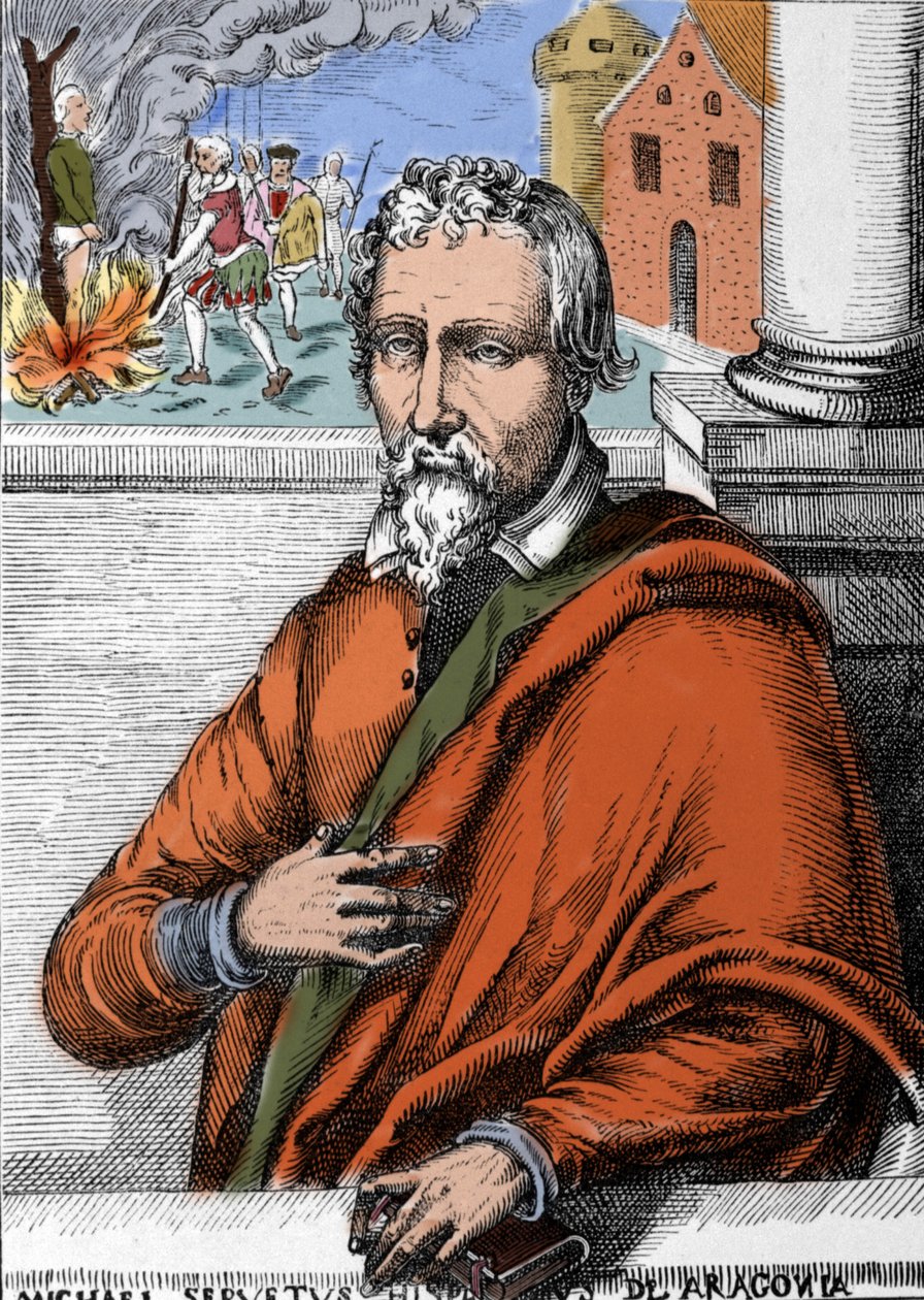 Michel Servet (Michel de Villanueva) (1511-1553), hiszpański lekarz i teolog. Rytownictwo autorstwa Unknown artist