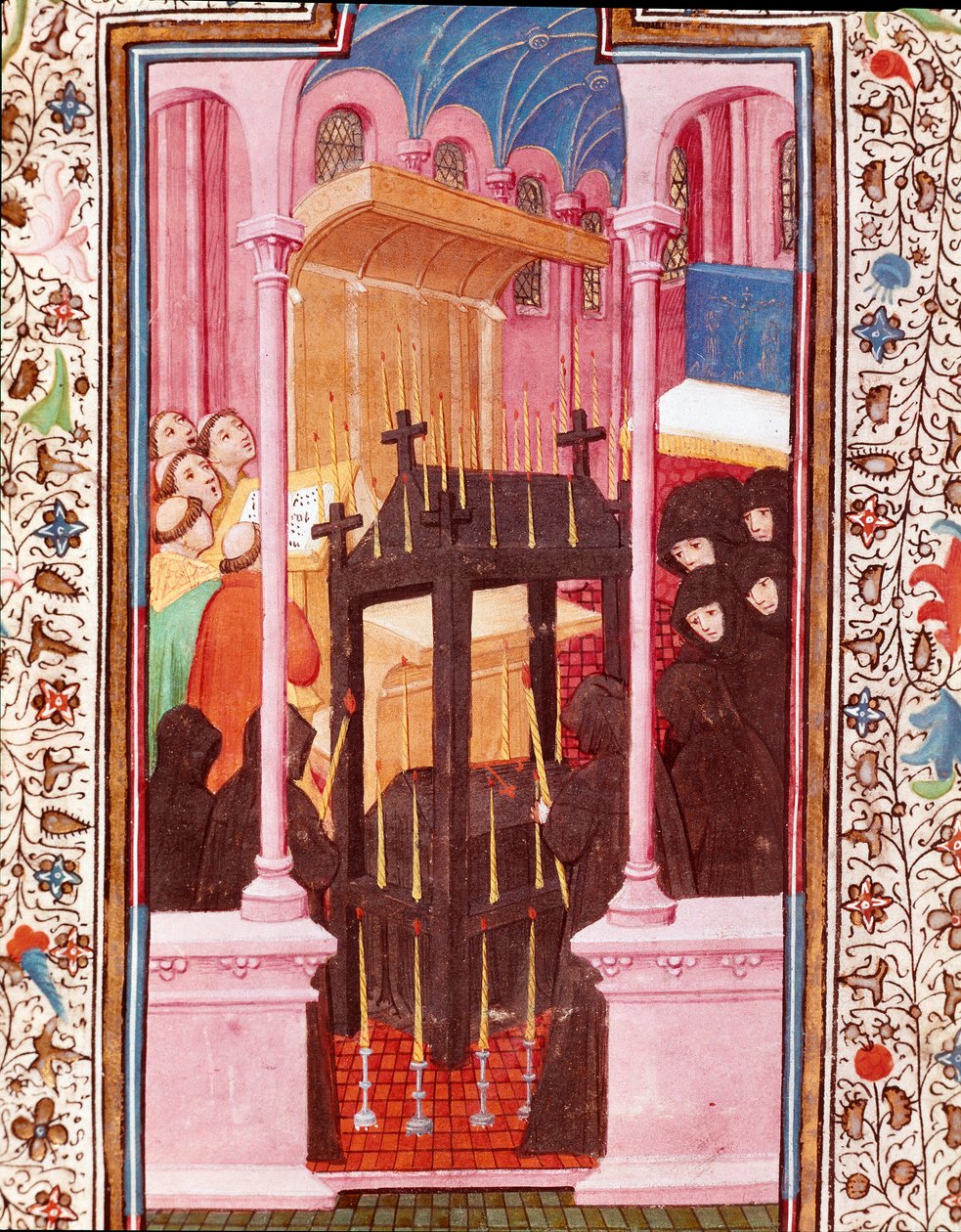 Miniaturowa scena pogrzebowa z „Godziny Edwarda I (Duarte) Portugalii (1391-1438)” XV-wieczna Lizbona, Torre do Tombo autorstwa Unknown artist