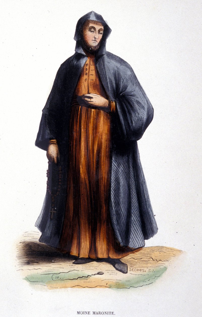 Moine Maronite. Rycina z albumu na zakony, Paryż autorstwa Unknown artist