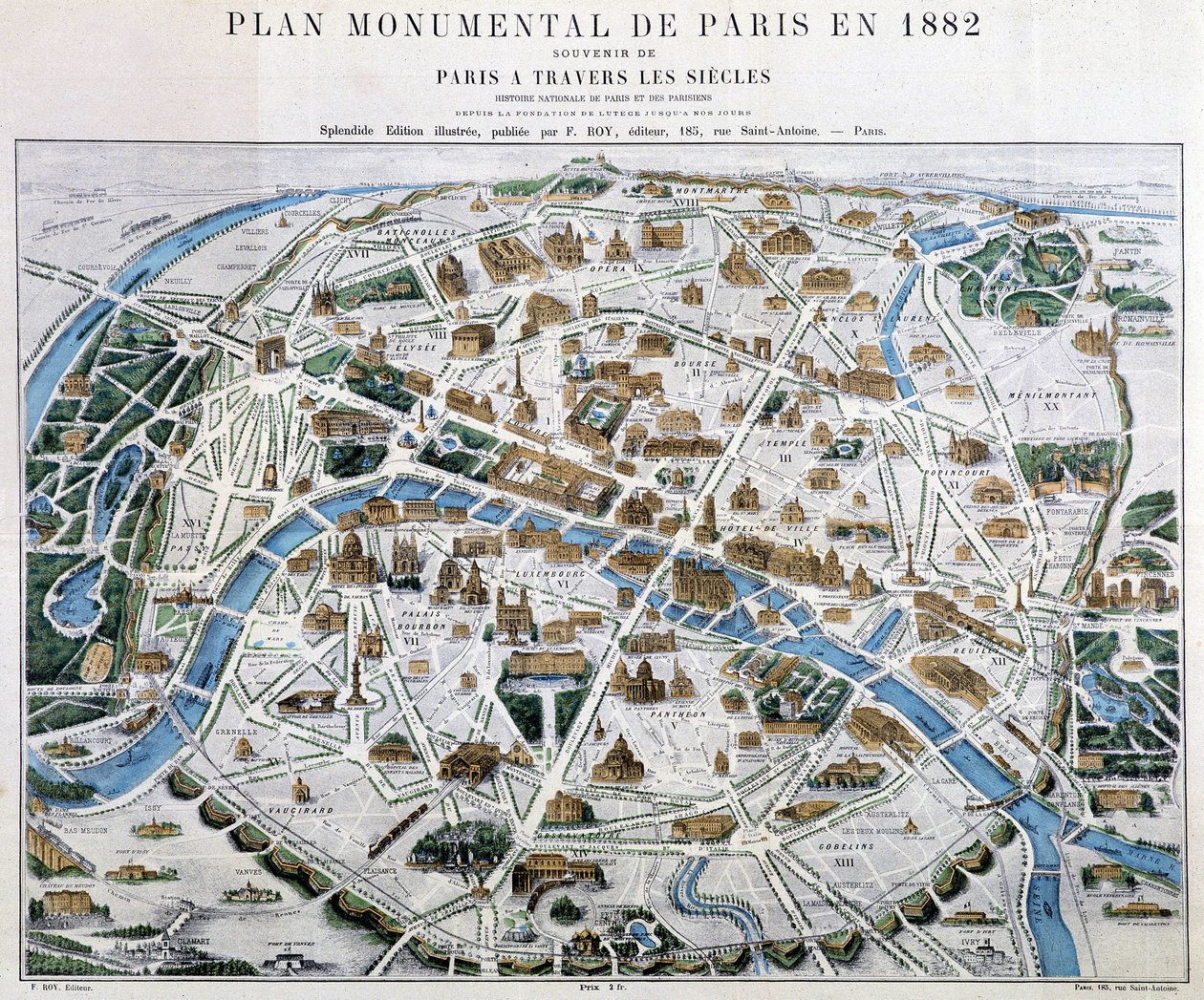 Monumentalny plan Paryża w 1882 r. autorstwa Unknown artist