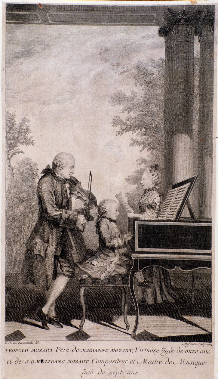 Rodzina Mozarta w trasie (rycina, po 1777) autorstwa Unknown artist