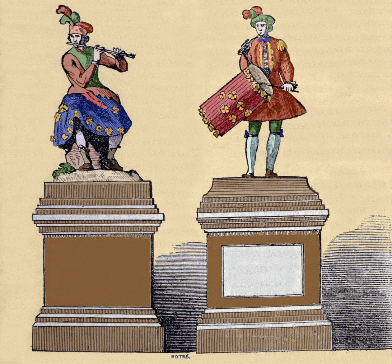 Automaty muzyków: „Fletarz traversiere” (1737) i „Tamburynista” (1738). Wykonał je Jacques de Vaucanson (1709-1782), francuski inżynier. autorstwa Unknown artist